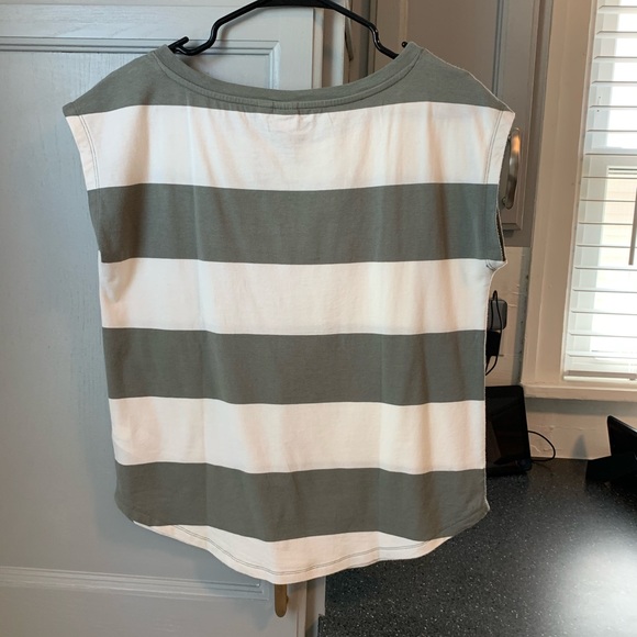Green and White Stripe sleeveless top - Picture 2 of 2